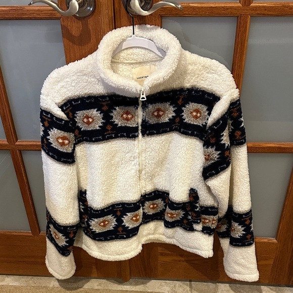 Lucky Brand White and Navy Teddy Jacket​​ - Picture 3 of 7